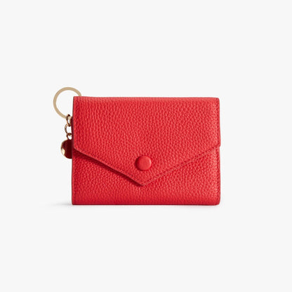 キーチェーン付き三つ折りレザーウォレット Flame Red｜Nokira