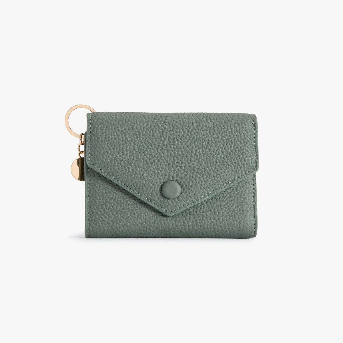 キーチェーン付き三つ折りレザーウォレット Sage Green｜Nokira