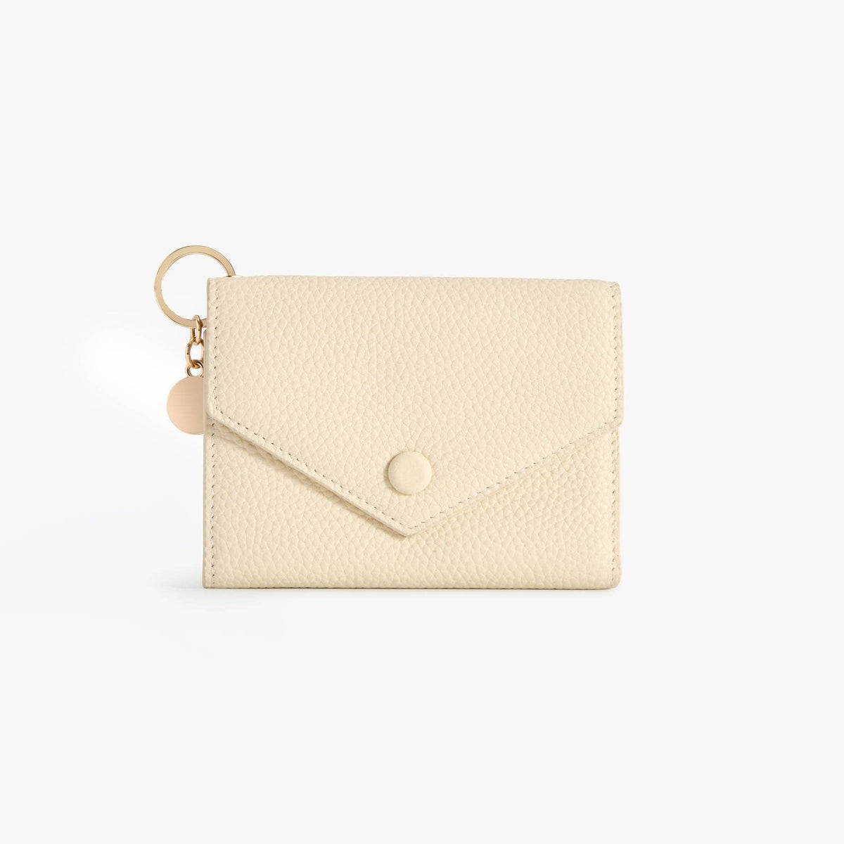 キーチェーン付き三つ折りレザーウォレット Pearl White｜Nokira