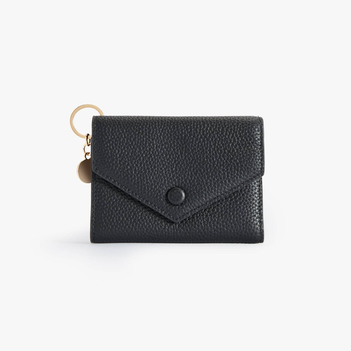 キーチェーン付き三つ折りレザーウォレット Black｜Nokira